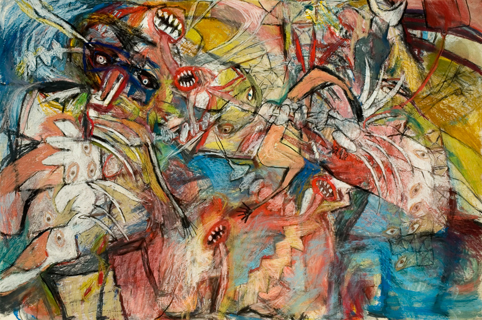 Circular Consciousness LEading to Altered Sleep, Mixed Media on Paper 40" x 60", 2007