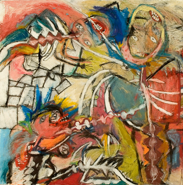 Ignoring Constant Chatter, Mixed Media on Paper 40" x 40", 2007