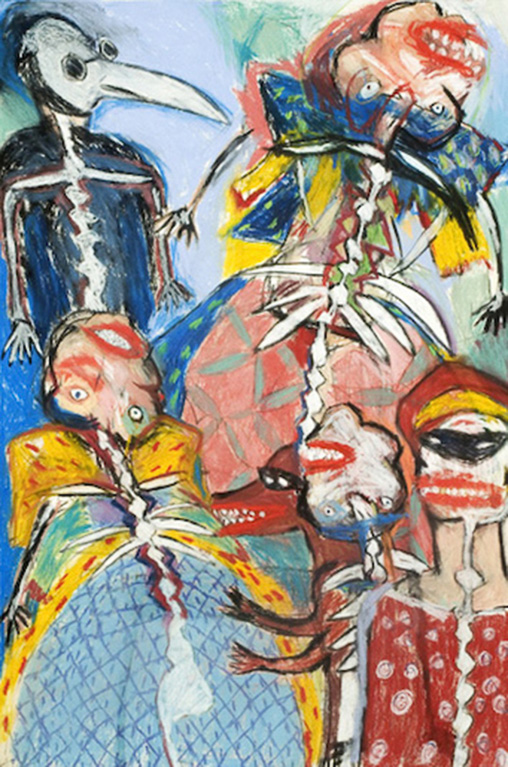 Fragility of Imagined Voices, Mixed Media on Paper 47" x 31", 2006