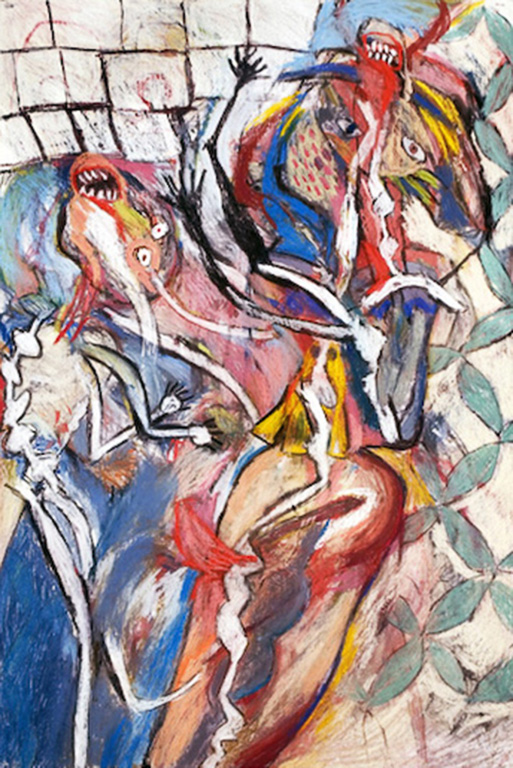Intersecting Thoughts of Sanity, Mixed Media on Paper 60" x 40", 2006